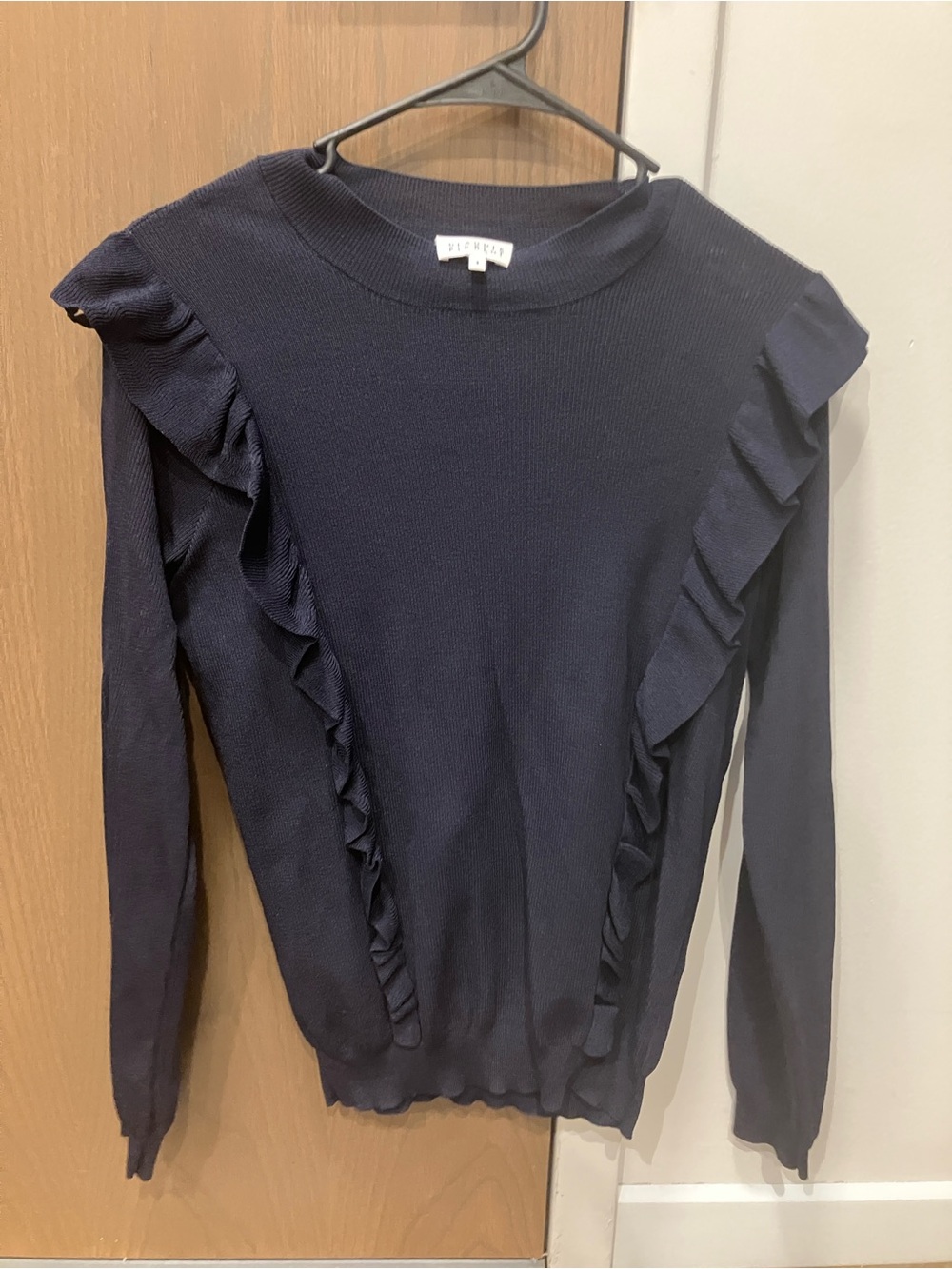 Claudie Pierlot Ruffled Long-Sleeve Sweater - Navy 3